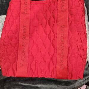 Victoria's Secret Red Quilted Tote Bag